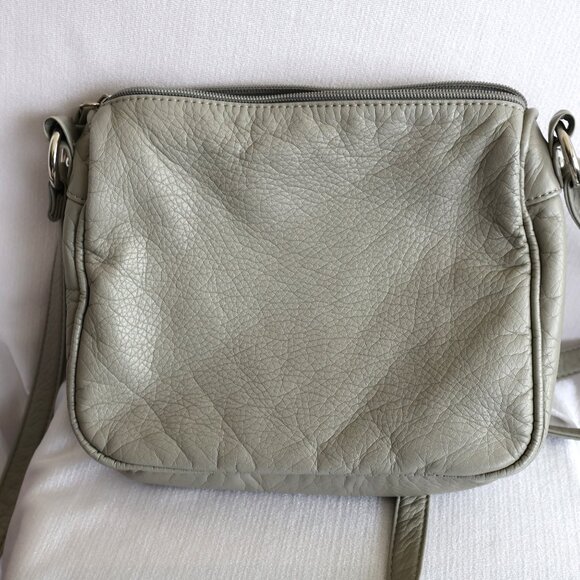 Faux Leather, Grey, Crossbody Bag, 9" x 8" - Picture 3 of 13